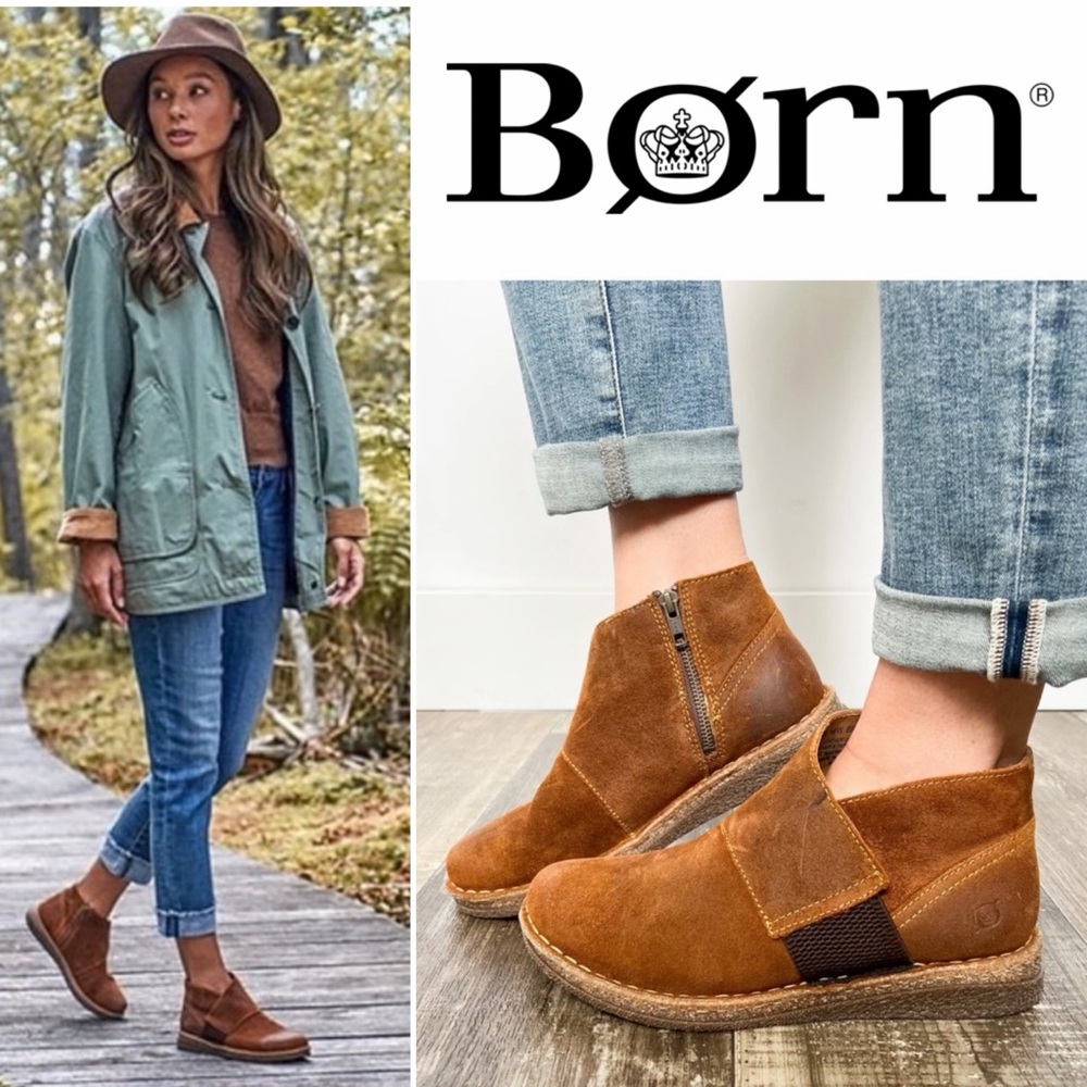 Born Tora Glazed Distressed Leather Ankle Boots